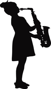 Silhouette of Woman Playing Jazz Saxophone Player vector