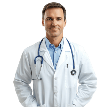 A male doctor in a white coat png