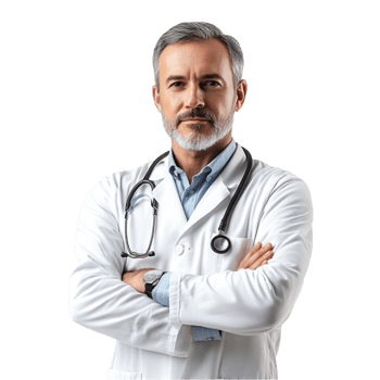 A male doctor standing with his arms crossed png