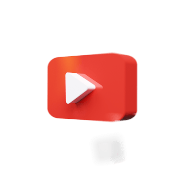 Close up 3D Render of YouTube Logo with Shiny Red and White Design png