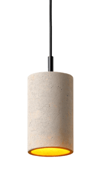 Modern concrete pendant light fixture with warm glow png