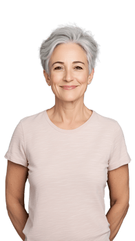 Confident mature woman smiling with hands behind back png
