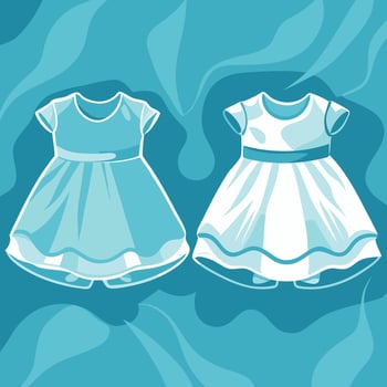 Two baby dresses on a blue background vector
