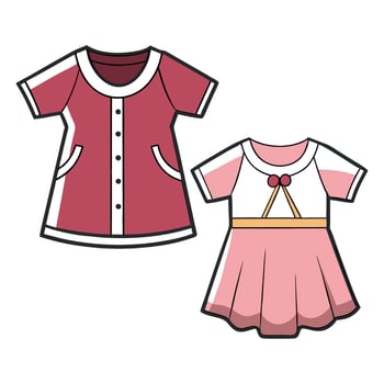 A cartoon girl's dress and a pink dress vector