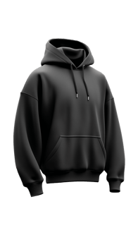 Black hoodie with drawstrings on transparent background png