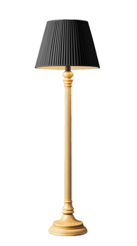 Elegant floor lamp with black shade on transparent background png