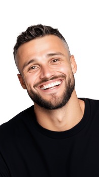Smiling man with beard and short hair on transparent background png