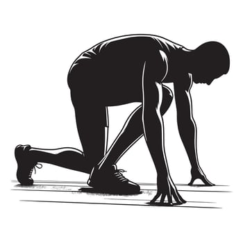 Runner Starting Position Silhouette Illustration vector
