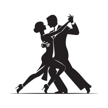 Tango Dancing Pose Black Silhouette Art Illustration on White Background vector