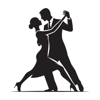 Minimalist Tango Dance Pose Silhouette Art on White Background vector