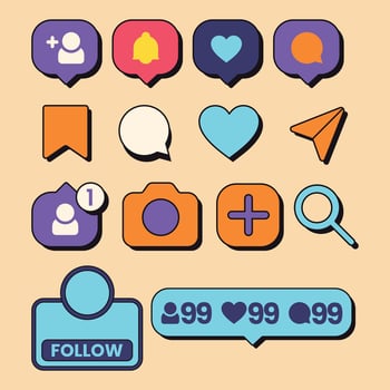 Social Media Vibrant Notification Icon vector