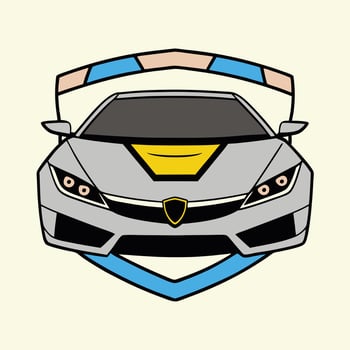 Bold Black-and-White Car Logo Front View Icon vector