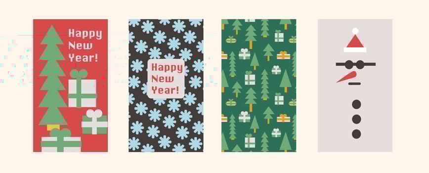 vertical covers or postcards with Christmas and New Year illustrations vector