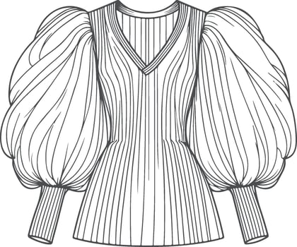 Halter Puff Sleeve Gown Line Art vector