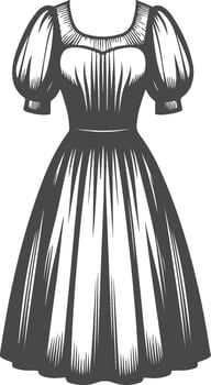 Chic Short Puff Sleeve Dress Design vector