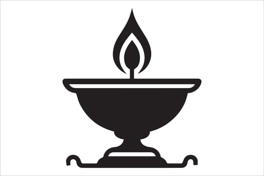 Diwali lamp silhouette icon design vector