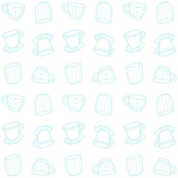hand drawn cup of coffee pattern vector