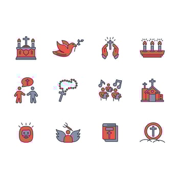 Christianity icon set..Editable stroke.linear style sign for use web design,logo.Symbol illustration. vector