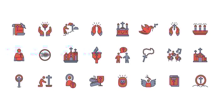 Christianity icon set..Editable stroke.linear style sign for use web design,logo.Symbol illustration. vector