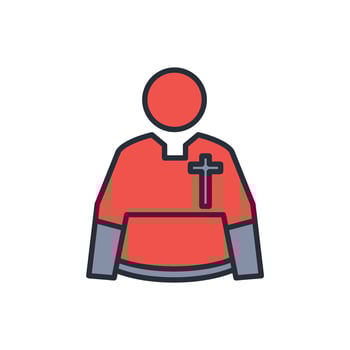 priest icon. .Editable stroke.linear style sign for use web design,logo.Symbol illustration. vector