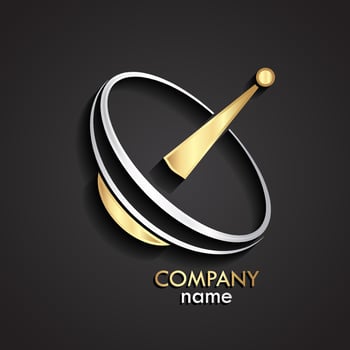 3d gold silver satellite logo vector