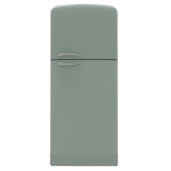 A green refrigerator with a white door png