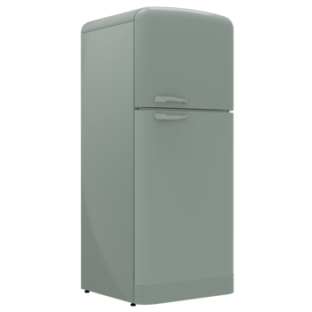 A green refrigerator is shown against a black background png