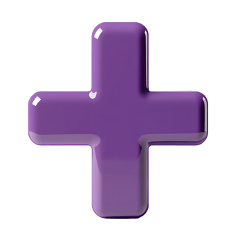 Plus purple sign 3d isolated on transparent background png