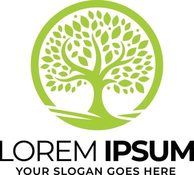 Tree and leaf symbol, nature-inspired logo design vector