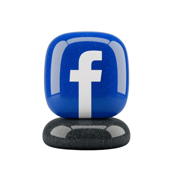 Glossy facebook icon with reflective surface on transparent background png