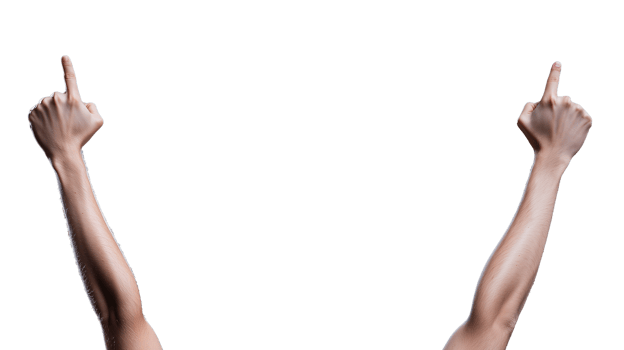 Raised fists in a powerful gesture on transparent background png