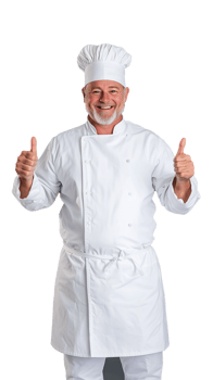 Smiling chef giving thumbs up in professional attire png