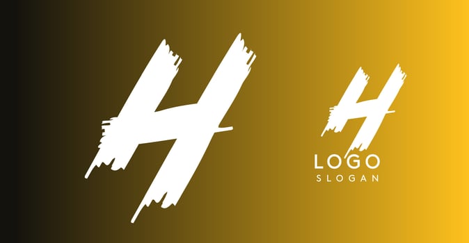 Handwritten brush pen letter H, urban street art, vibrant and rebellious edgy logo for cool music cover and fashion brands. illustration vector