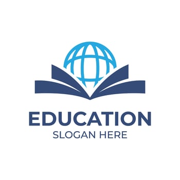 Modern Global Education Logo with Open Book Icon vector