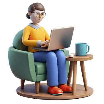 Adorable 3D Cartoon Character Working on Laptop, Perfect for Websites, Blogs, and Presentations on Productivity and Remote Work png
