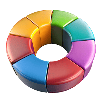 Colorful 3D Donut Chart Data Visualization, Eight Segments, Business Analytics png