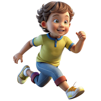 3D Render of a Joyful Boy Running Perfect for Children s Books, Cartoons, and Animated Projects png