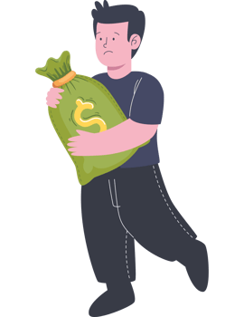 business man with money bag png