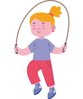 Playing girl with jumping rope png