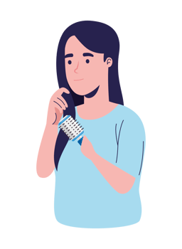 Smiling woman with hair brush png