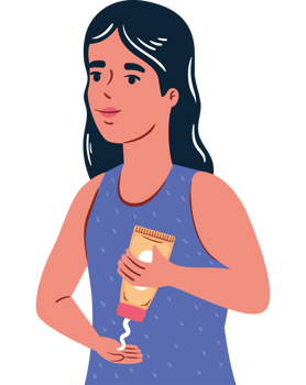 young woman apply cream skincare png