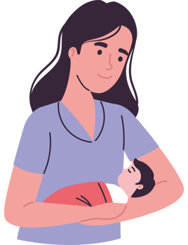 Smiling mother holds cute baby png