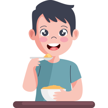 kid eating cereal with spoon png