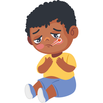 kid sick with thermometer png