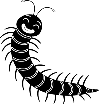 Cute Centipede Character in Bold Black Stencil Style. . png