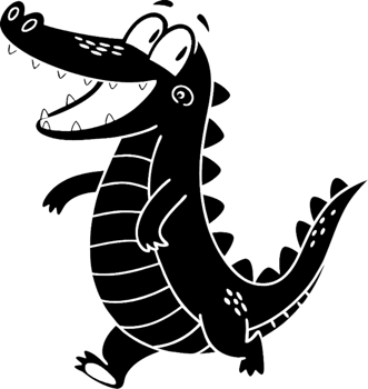 Fun Crocodile Clipart in Minimalist Black Stencil Style. . png