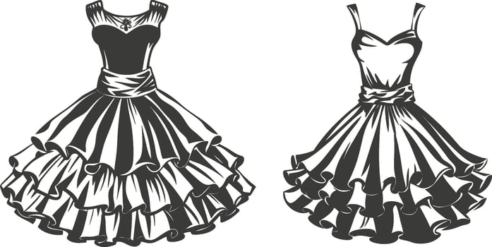 Button-Up Ruffle Hem Gown vector