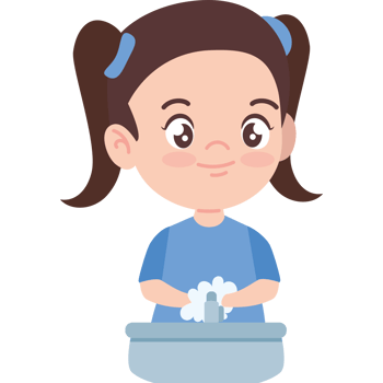 girl washing hands and bubbles png