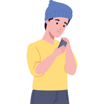 using smartphone boy png