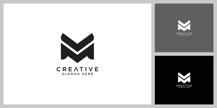 m letter logo design template vector